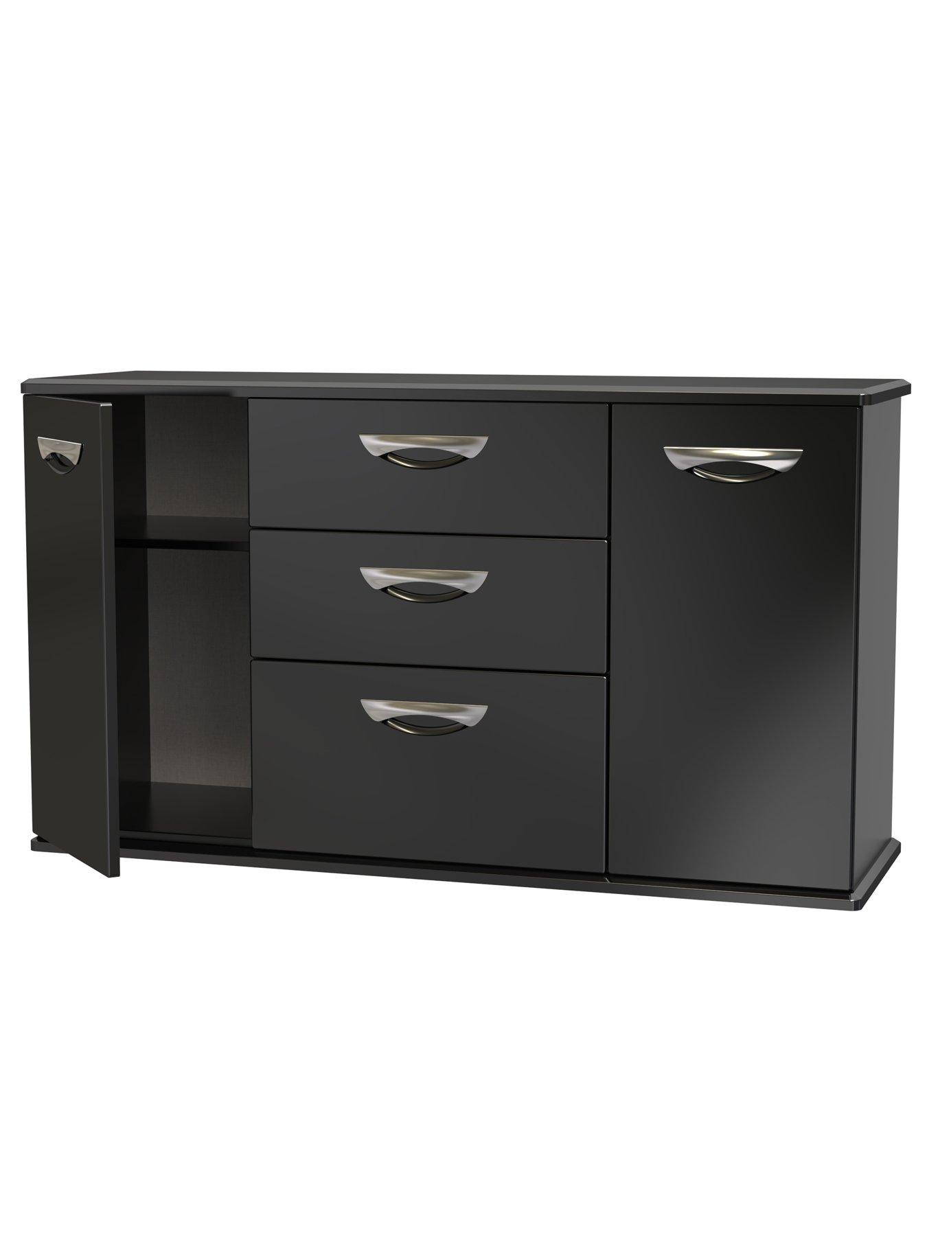 Black high gloss sideboard ready assembled discount