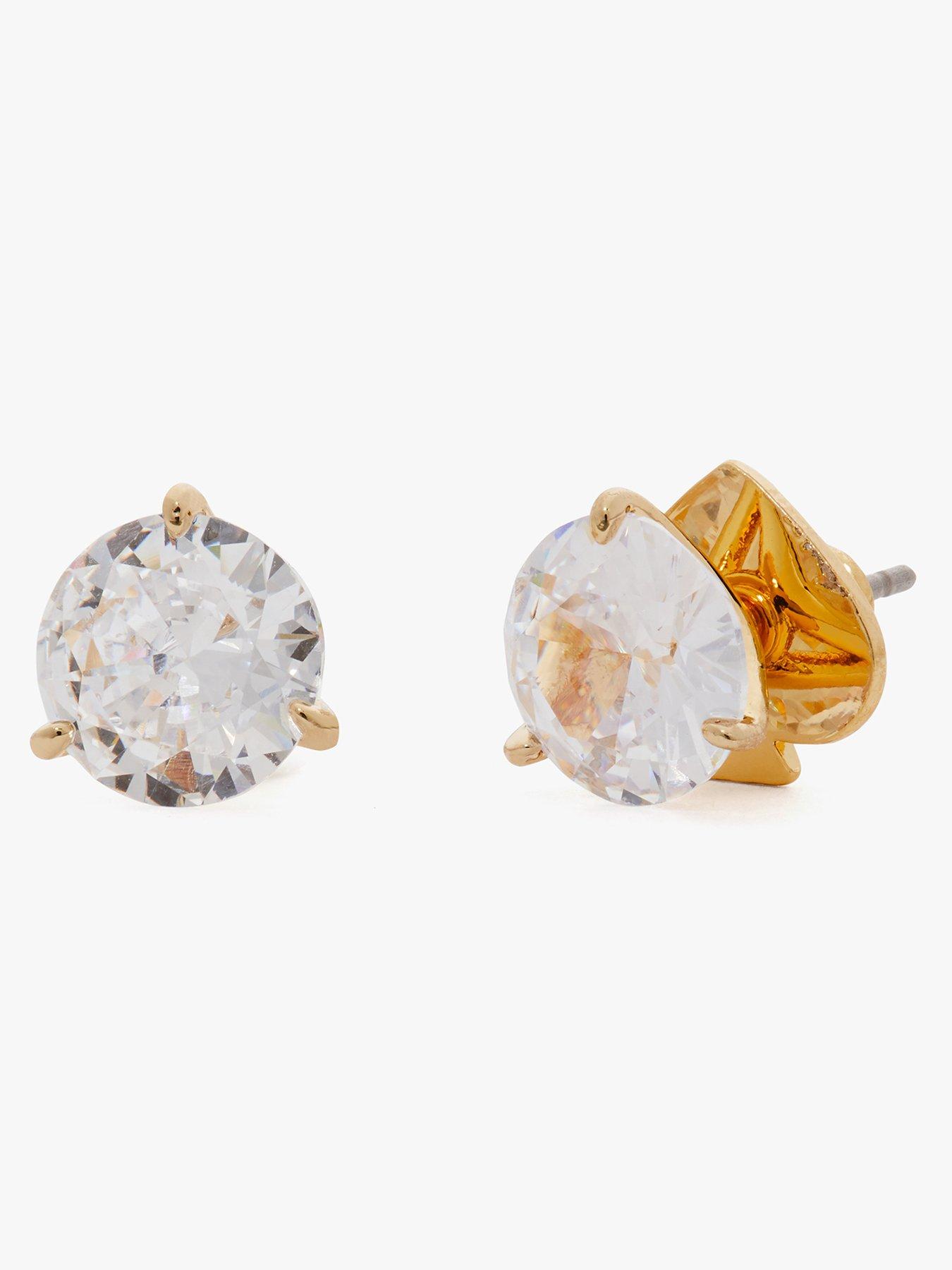 Product photograph of Kate Spade New York Trio Prong Studs - Clear Gold from very.co.uk