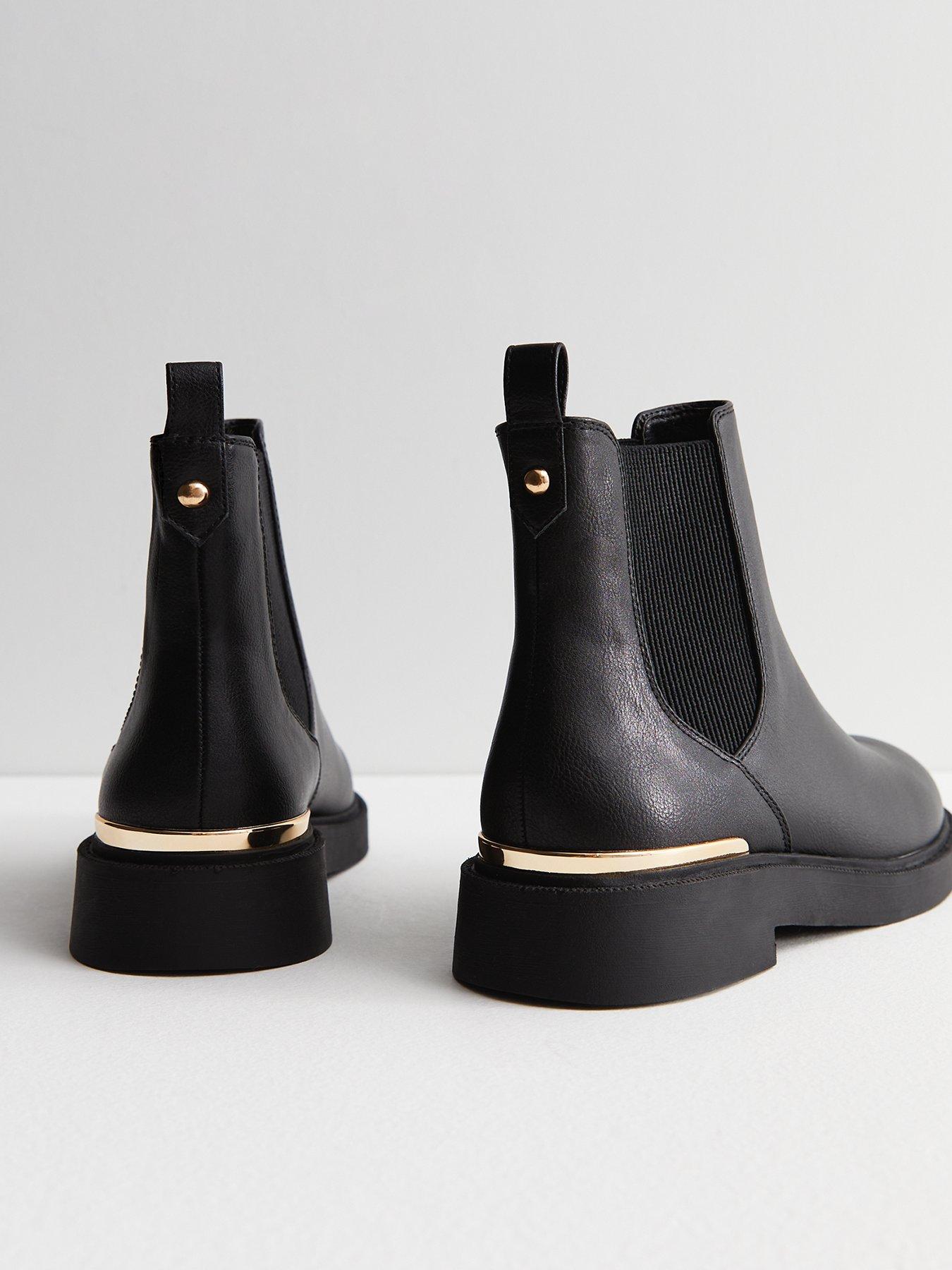 New Look Leather-Look Metal Chelsea Boots |