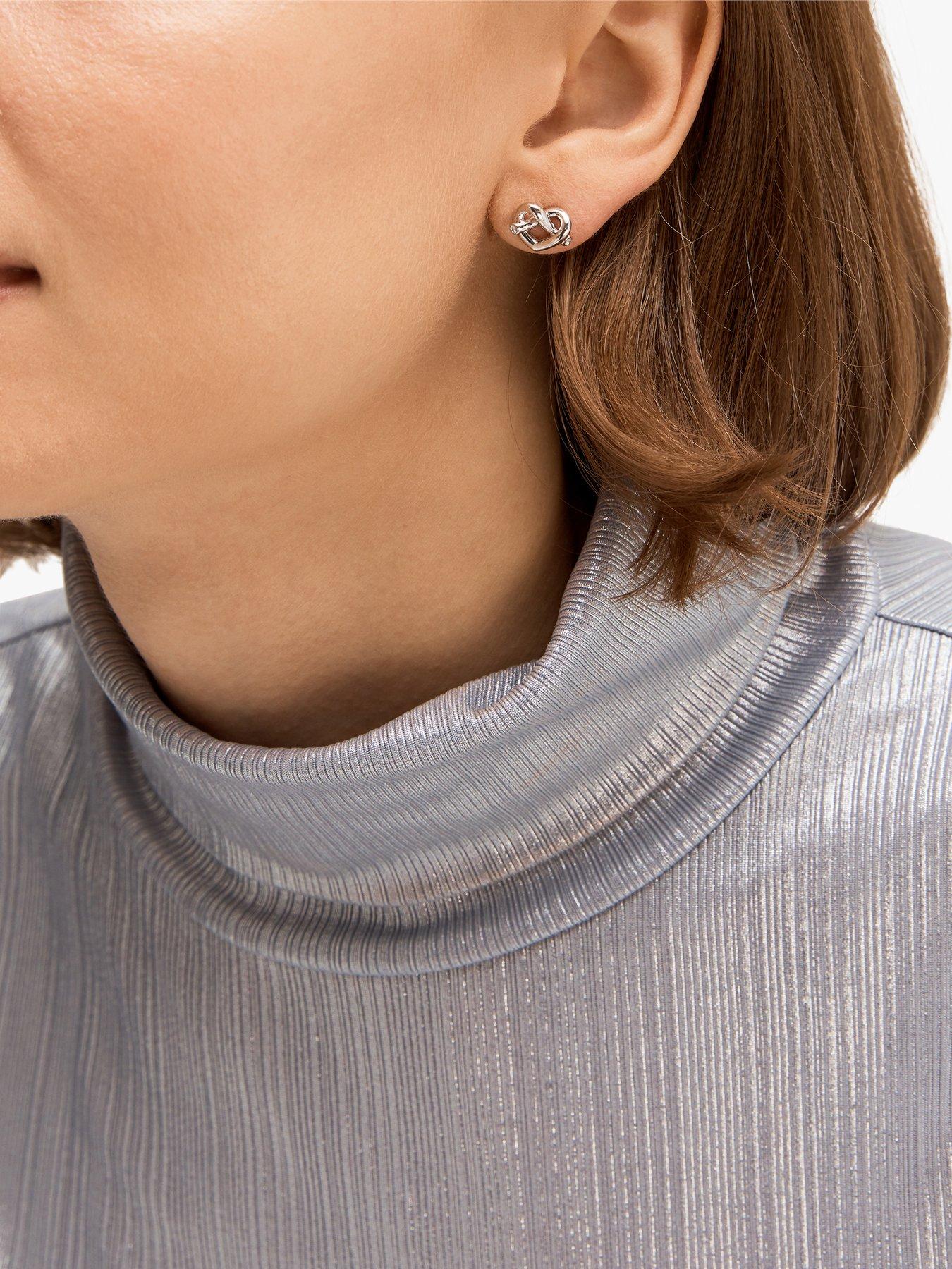 Image 2 of 3 of Kate Spade New York Loves Me Knot Studs Silver. - Silver