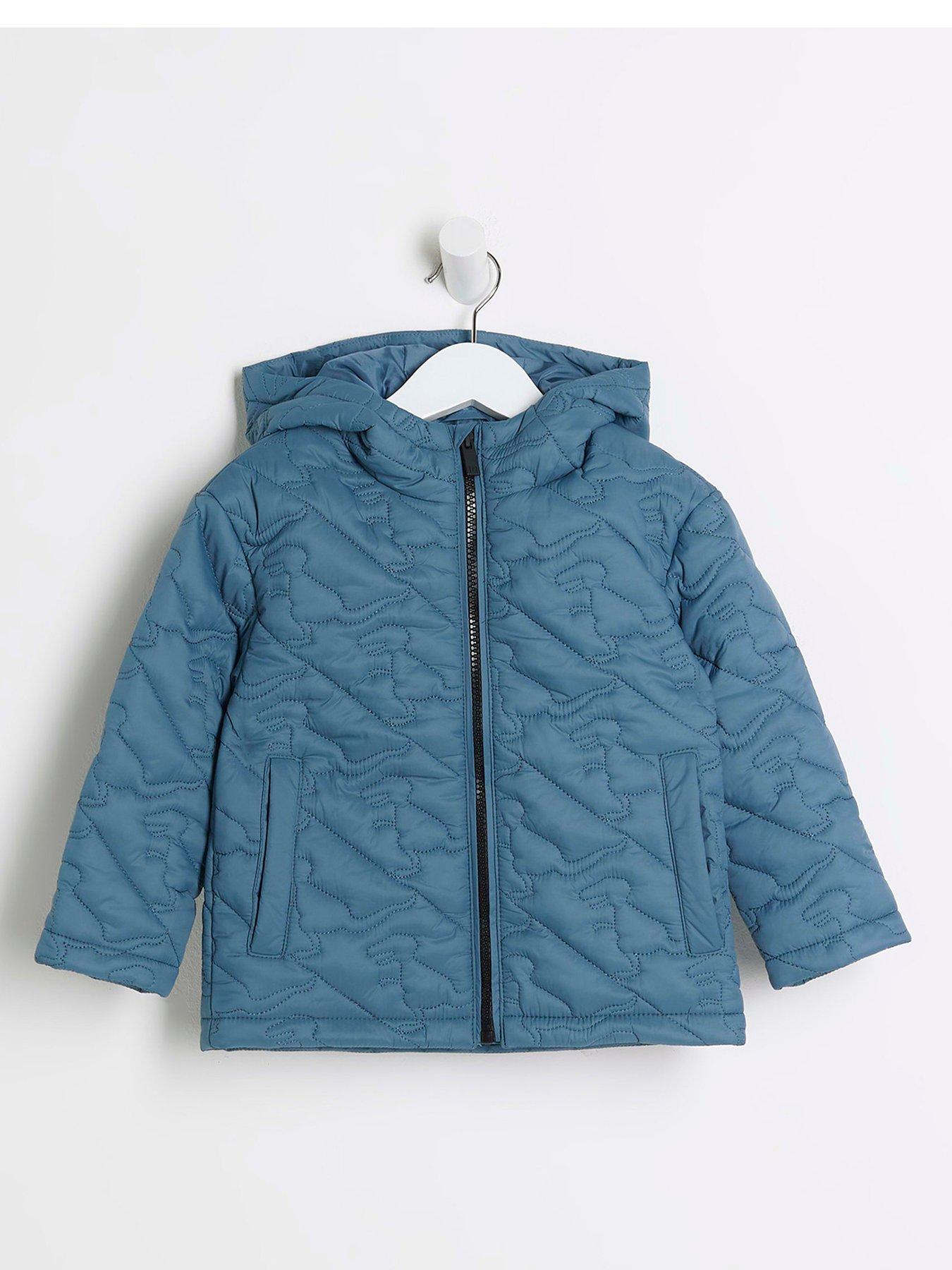 River island blue puffer on sale coat