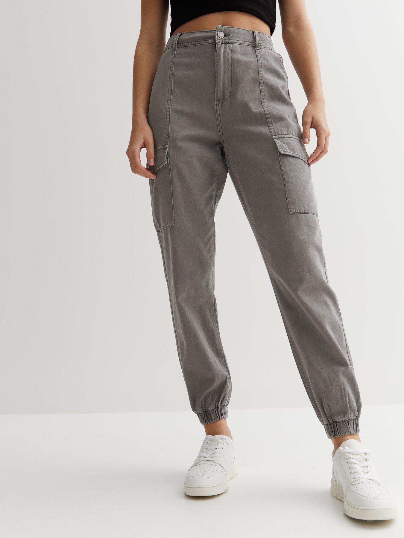 WASHED EFFECT CARGO PANTS - Gray