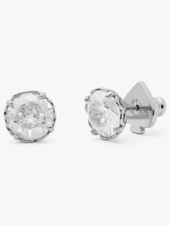 front image of kate-spade-new-york-that-sparkle-round-stud-earrings-clear-silver