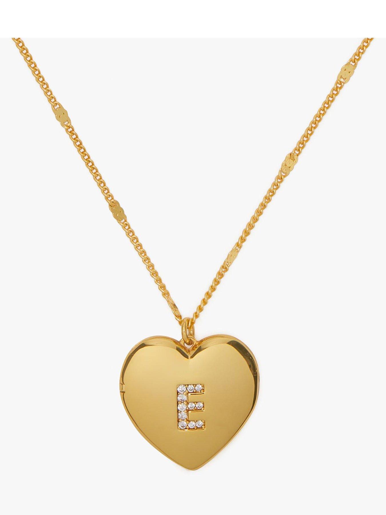 E Heart Locket - Clear/gold