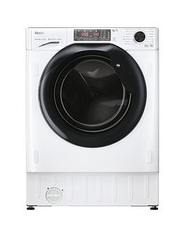 Product photograph of Haier Series 4 Hwdq90b416fwb-uk Integrated 9kg 5kg Washer Dryer 1600 Rpm D Rated - White With Black Door - Washer Dryer Only from very.co.uk