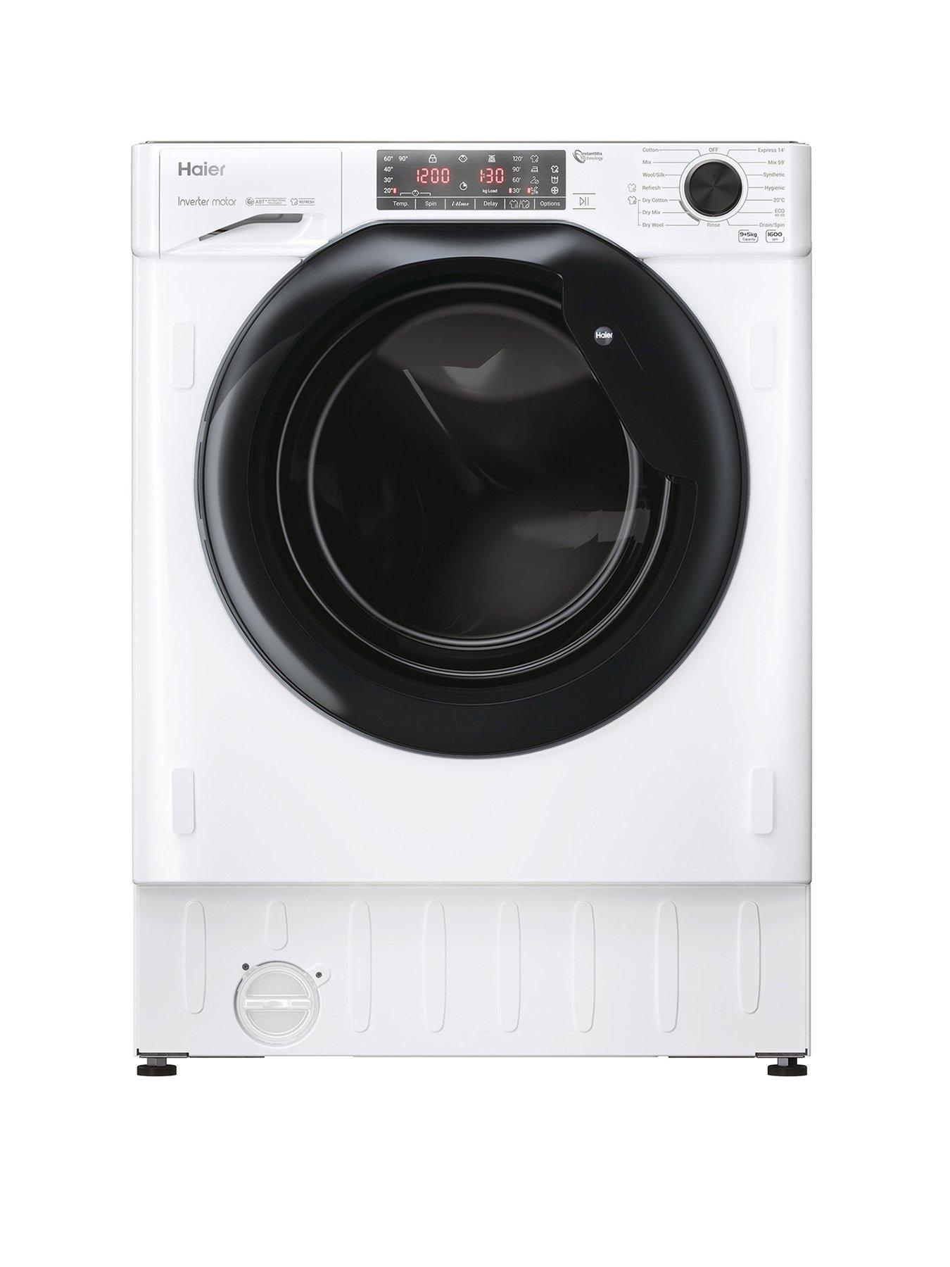 undefined Series 4 HWDQ90B416FWB-UK Integrated 9Kg/5Kg Washer Dryer, 1600 rpm, D Rated - White with Black door