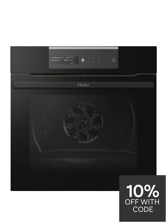 front image of haier-hwo60sm2b3bh-70-litrenbspi-message-series-2-electric-oven--nbsphydrolytic-9-functions-wi-fi-class-anbspratednbsp-nbspblack