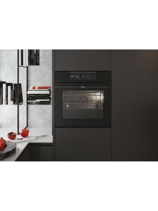 stillFront image of haier-hwo60sm2s9bh-70-litre-i-message-steam-series-2-oven-pyrolytic-9-functions-wifi-arated--nbspblack