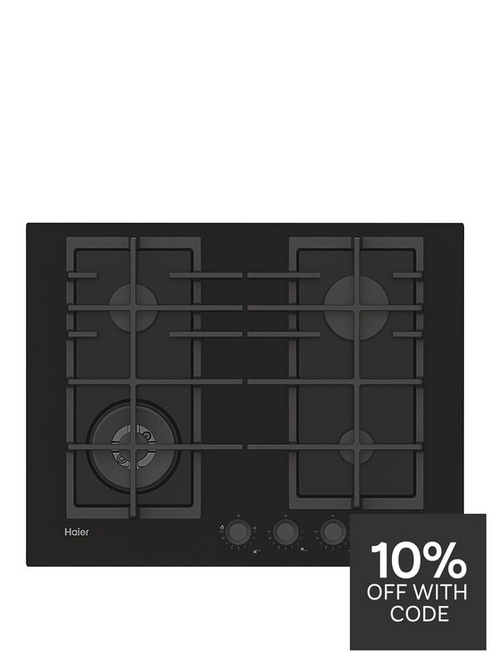 front image of haier-series-2-havg5bf4s2b-60cm-wide-gas-hob-4-cooking-zonesnbsp-nbspblack