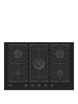 Product photograph of Haier Series 2 Havg75s2b 75cm Wide Gas Hob 5 Cooking Zones - Black - Hob With Installation from very.co.uk