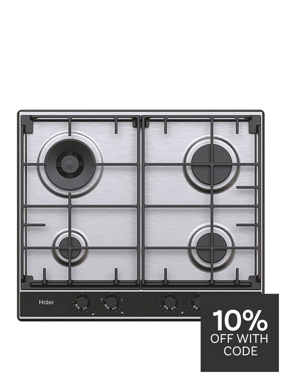 front image of haier-series-2-hahg6br4s2x-60cm-widenbspgas-hob-4-cooking-zonesnbsp-nbspstainless-steel