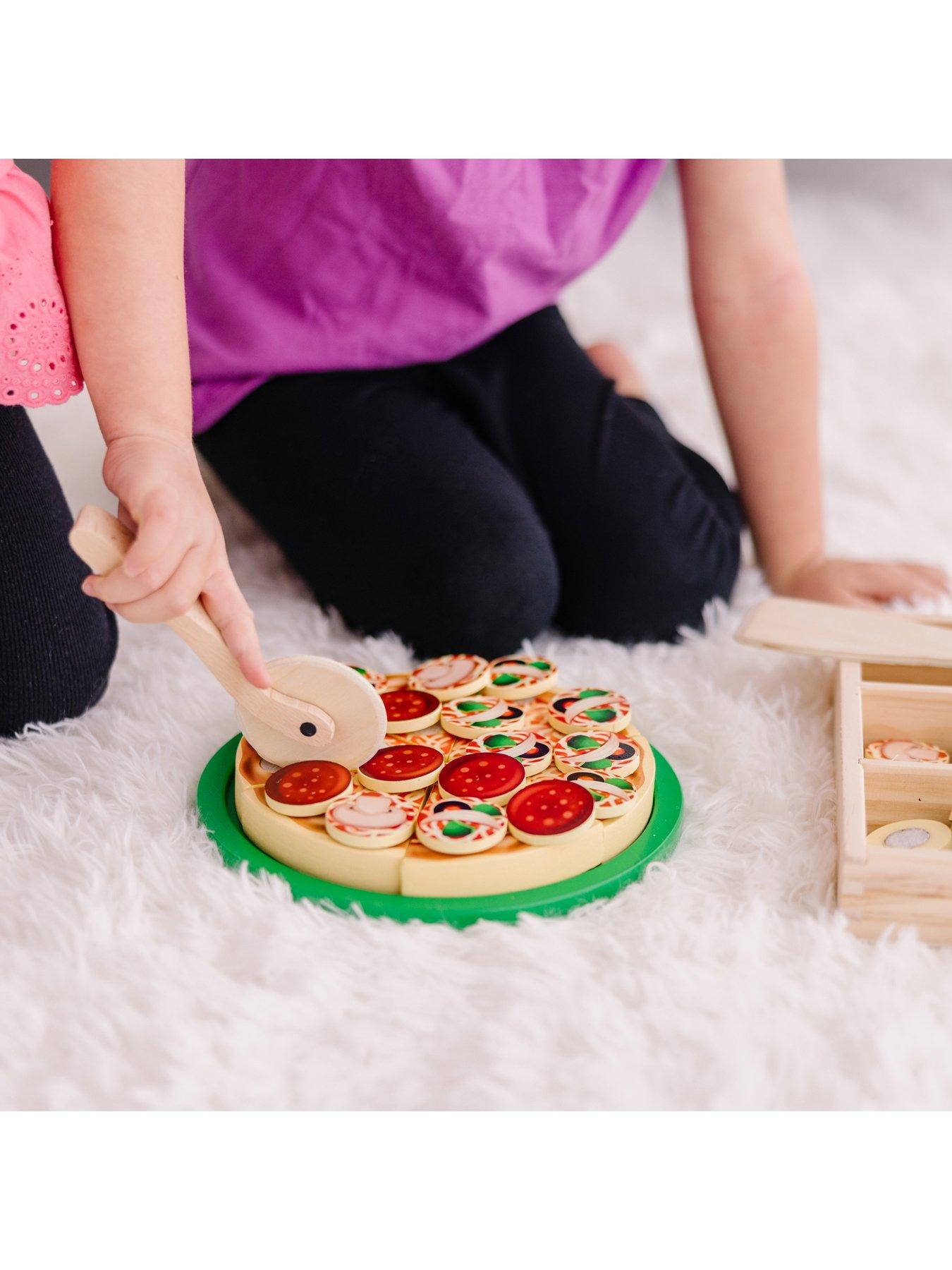 Melissa & Doug Wooden Pizza Play Food Set With 36 Toppings - Pretend Food  And Pizza Cutter/ Toy For Kids Ages 3+