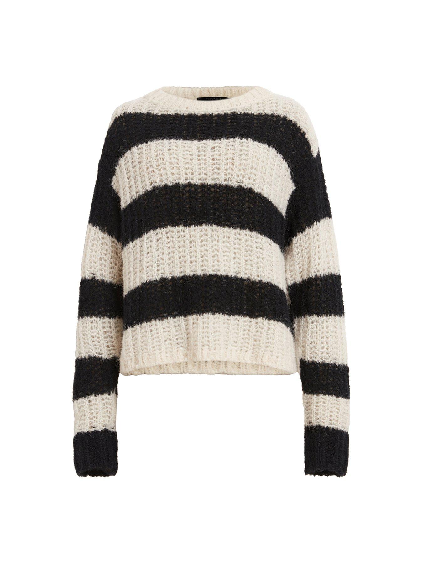 Britt Striped Chunky Loose Stitch Sweater Black/Ecru