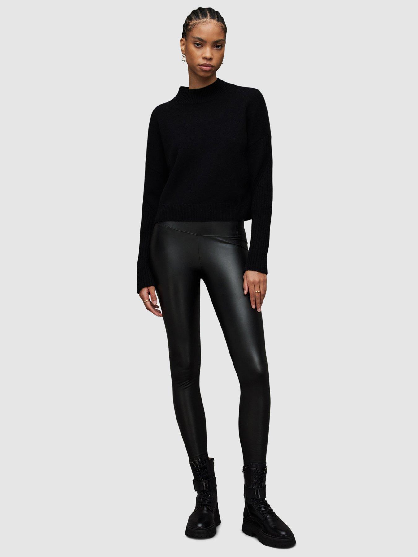AllSaints Cora high rise velvet leggings in black