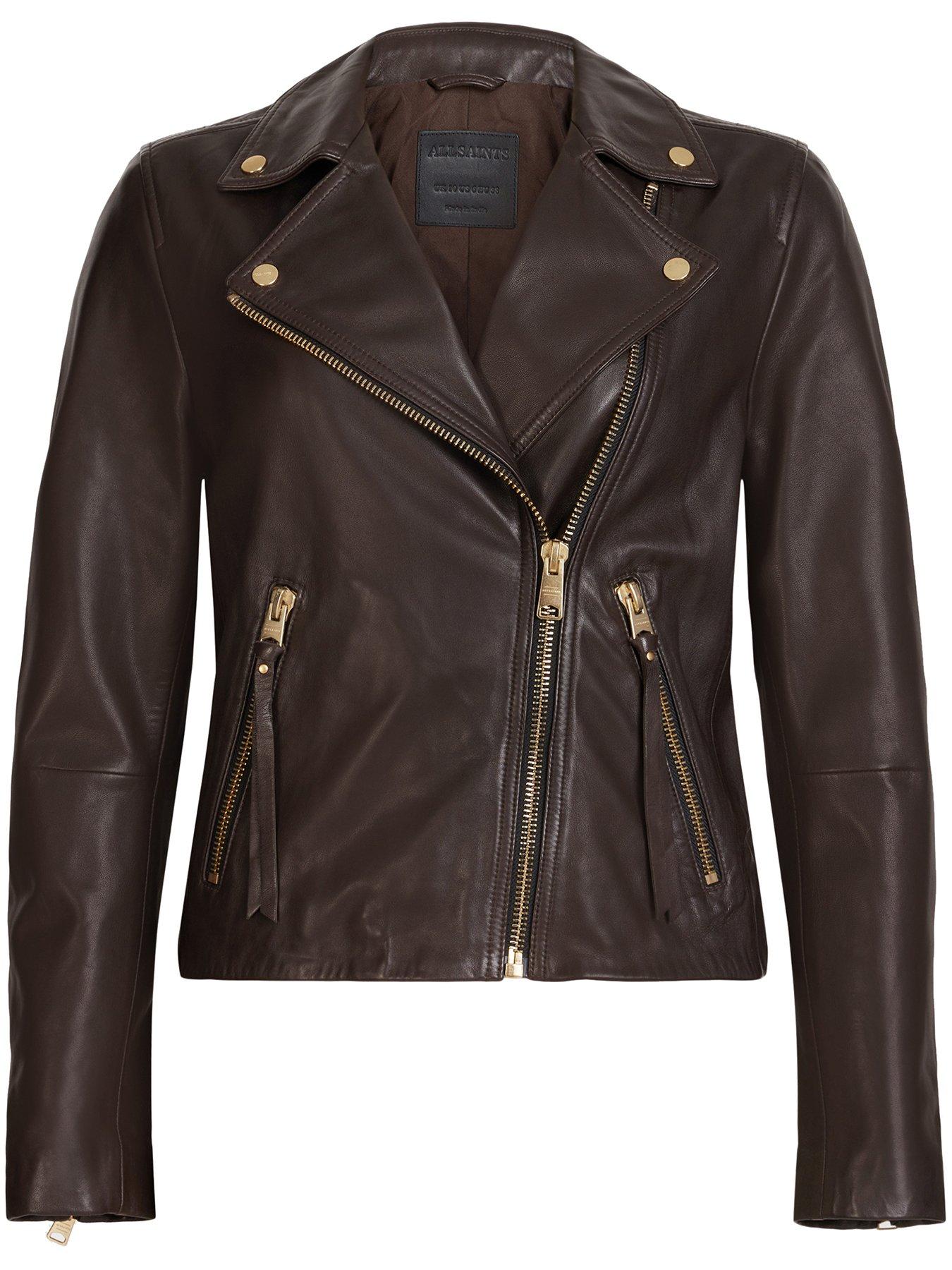 AllSaints Dalby Biker - Cognac Brown | Very.co.uk