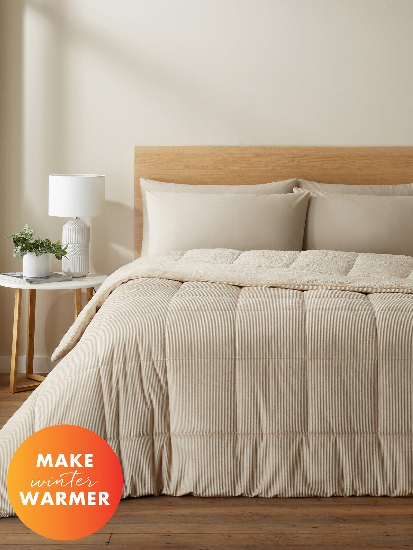 Product photograph of Catherine Lansfield Cosy Cord Coverless Duvet - Natural from very.co.uk