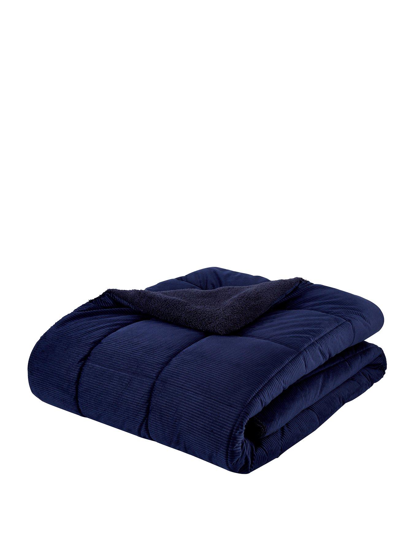 Catherine Lansfield Cosy Cord Coverless Duvet - Navy | very.co.uk