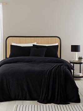 Product photograph of Catherine Lansfield Boucle Duvet Cover Set - Black from very.co.uk