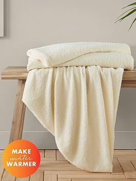 Product photograph of Catherine Lansfield Boucle Throw - Cream from very.co.uk
