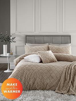 Product photograph of Catherine Lansfield Cosy Diamond Duvet Cover Set - Natural from very.co.uk