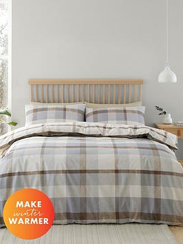 Product photograph of Catherine Lansfield Check Brushed Cotton Duvet Cover Set from very.co.uk