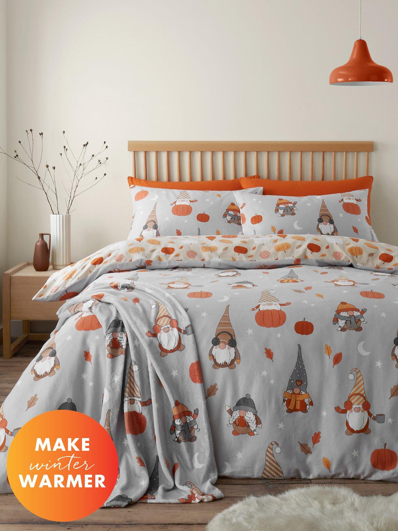 Product photograph of Catherine Lansfield Autumn Gonks Duvet Cover Set - Grey from very.co.uk