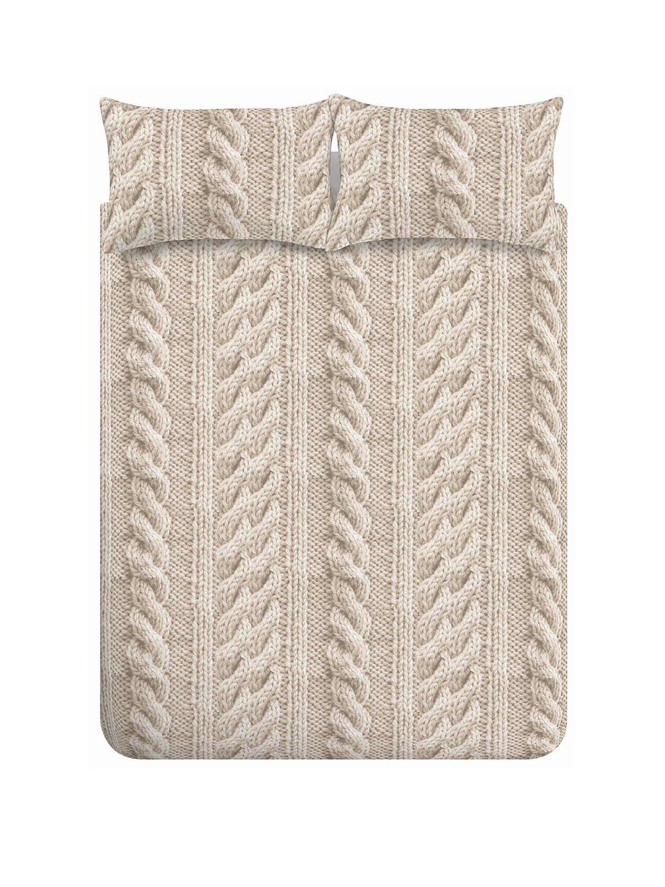 Cable knit fleece duvet best sale cover set