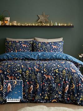 Product photograph of Catherine Lansfield Twilight Animals Duvet Cover Set - Navy from very.co.uk
