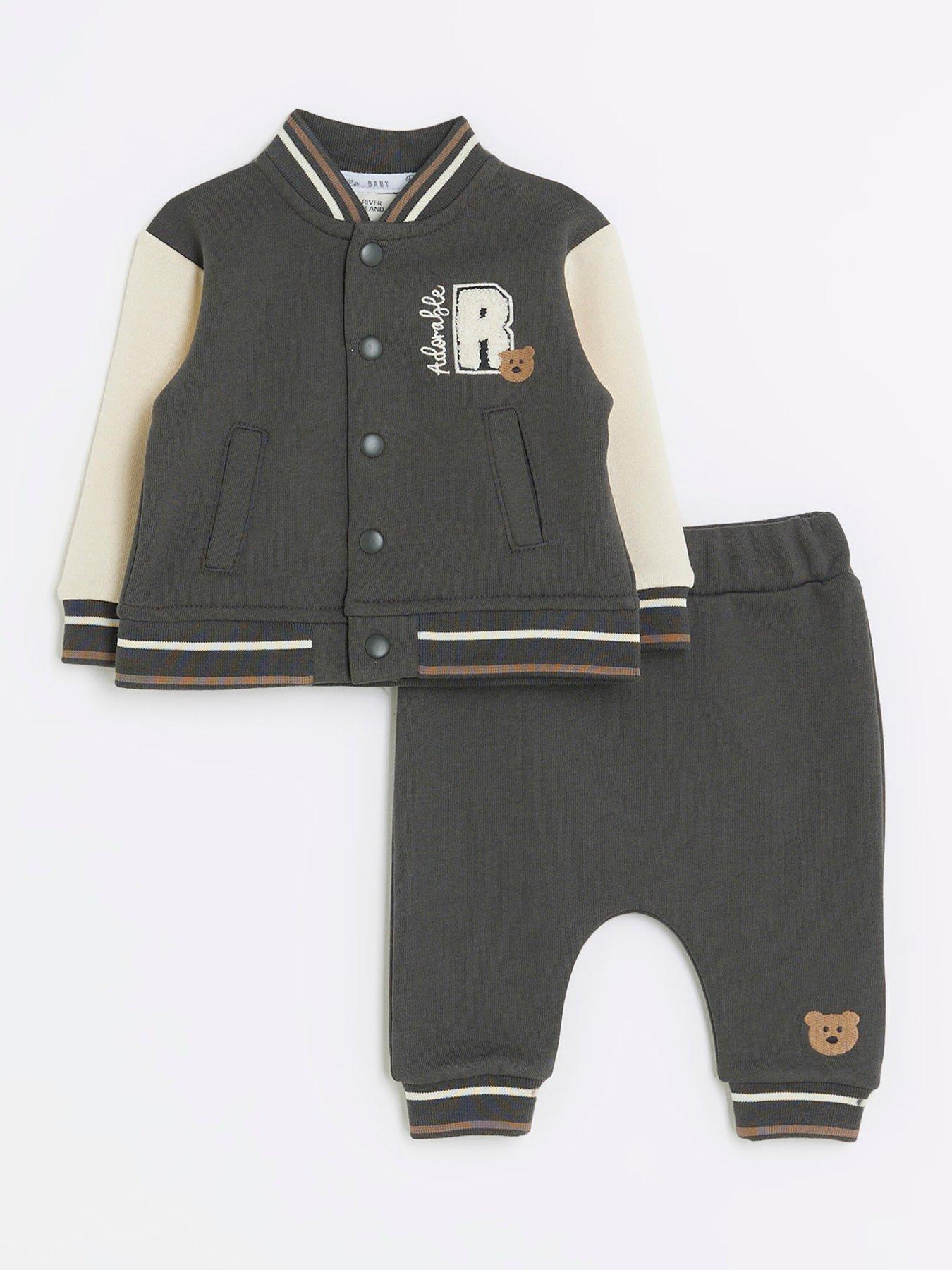 River Island Baby Baby Boy Varsity Jacket And Joggers Set Grey very