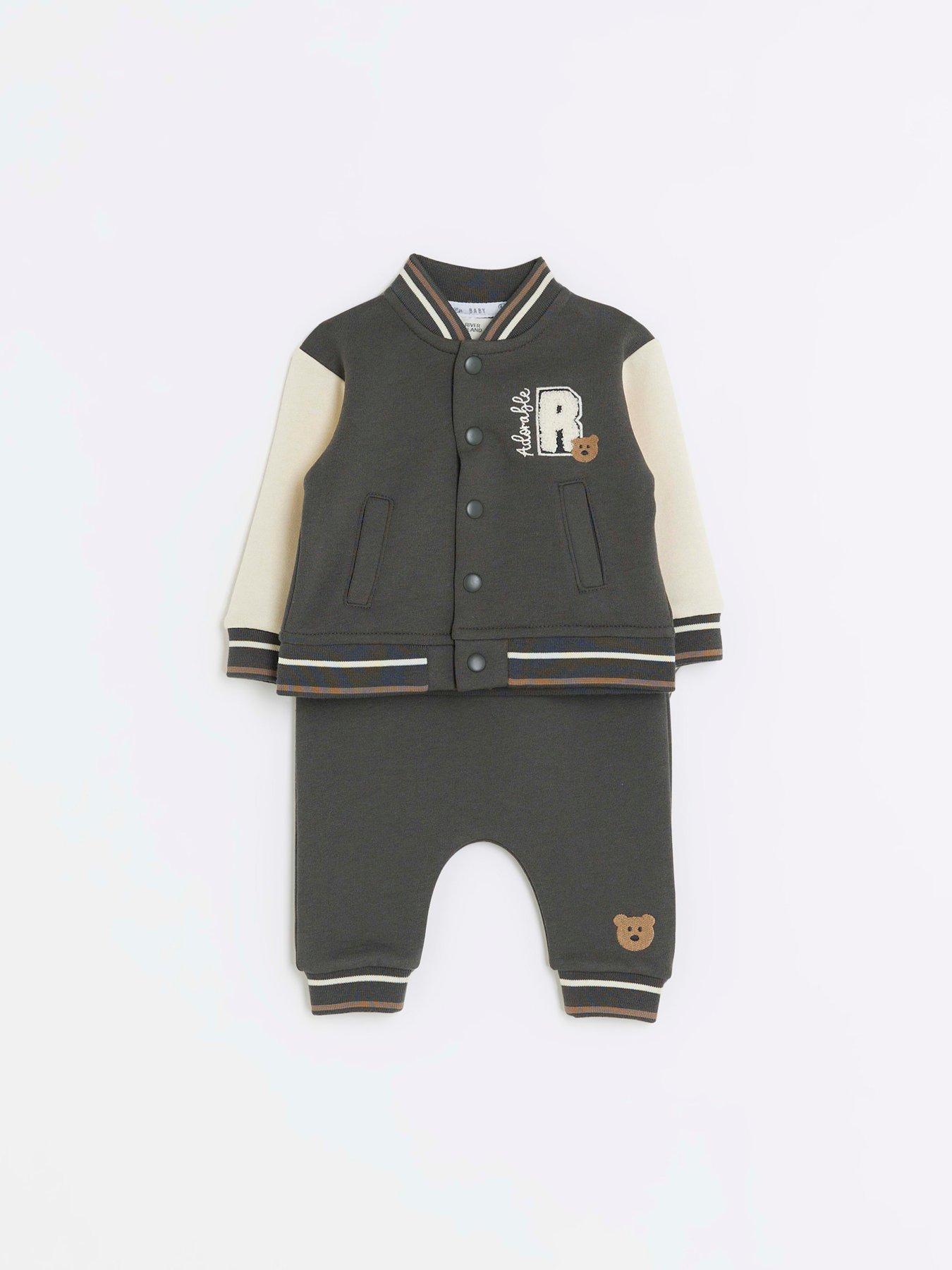 River Island Baby Baby Boy Varsity Jacket And Joggers Set Grey very