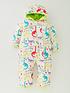  image of columbia-infant-snuggly-bunny-dinosaur-print-bunting-insulated-snowsuit-beige