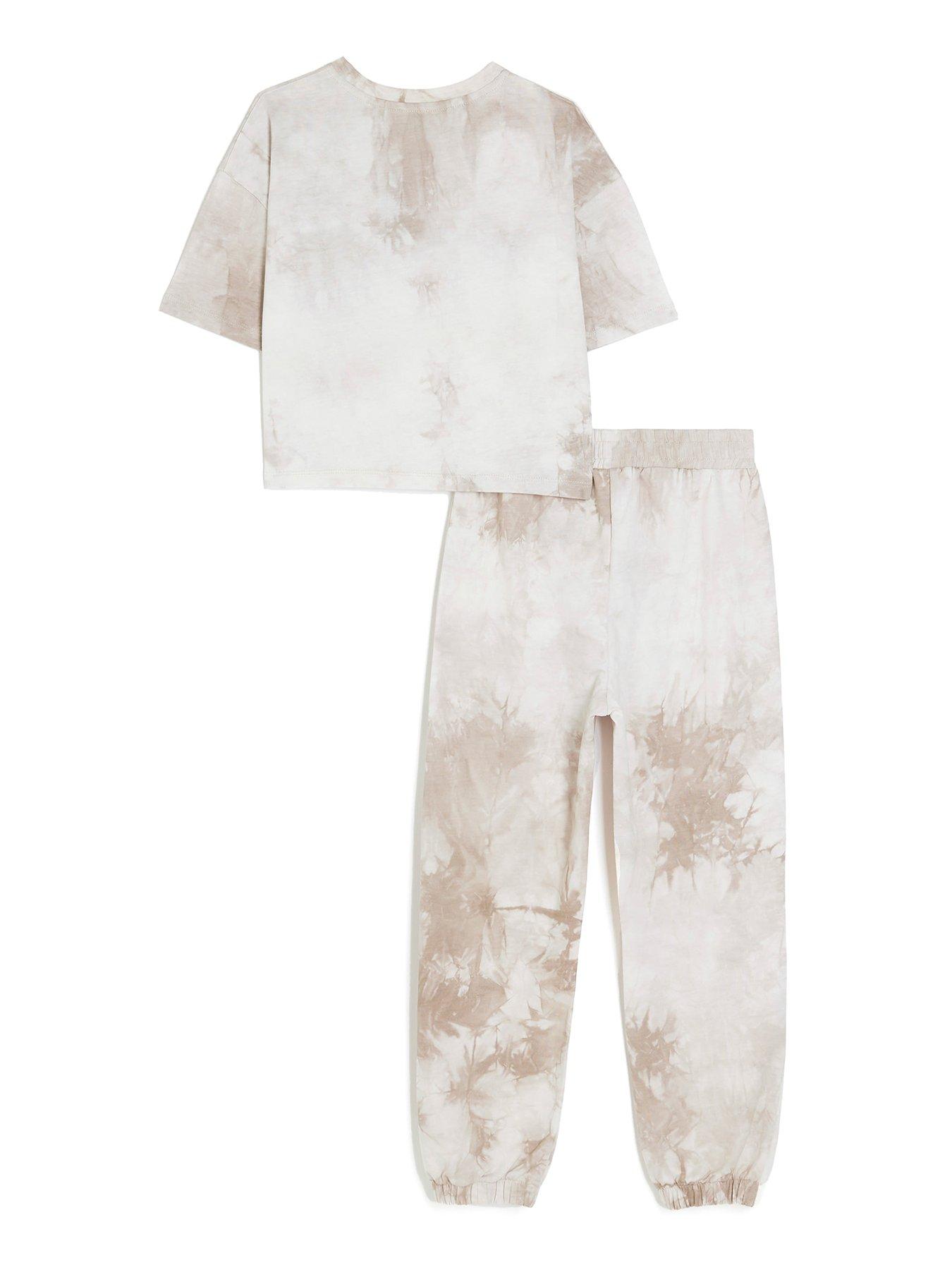 River Island Girls Tie Dye T-Shirt And Joggers Set - Beige