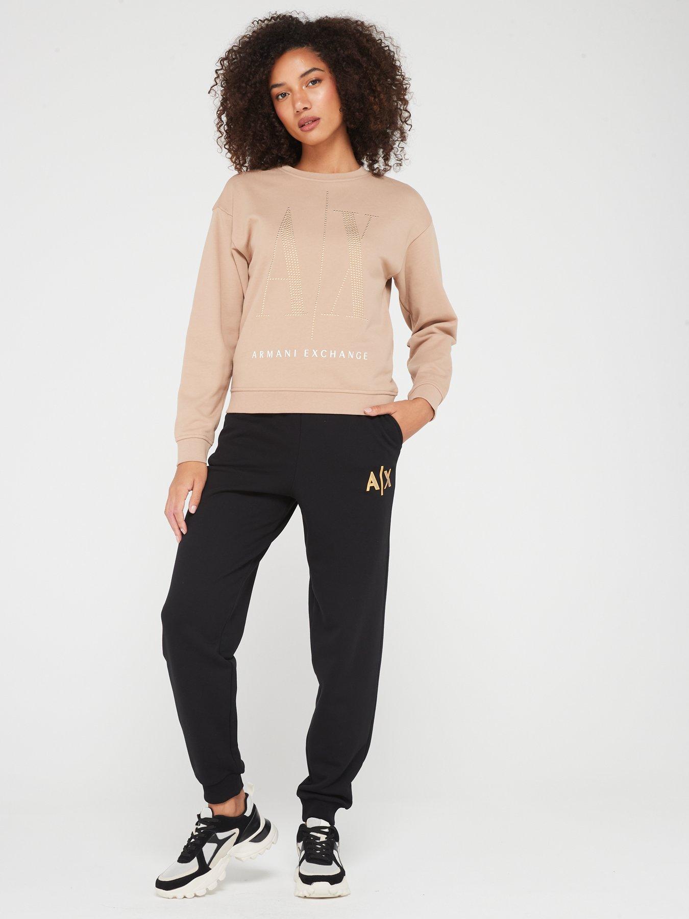 Embellished Logo Sweat Beige