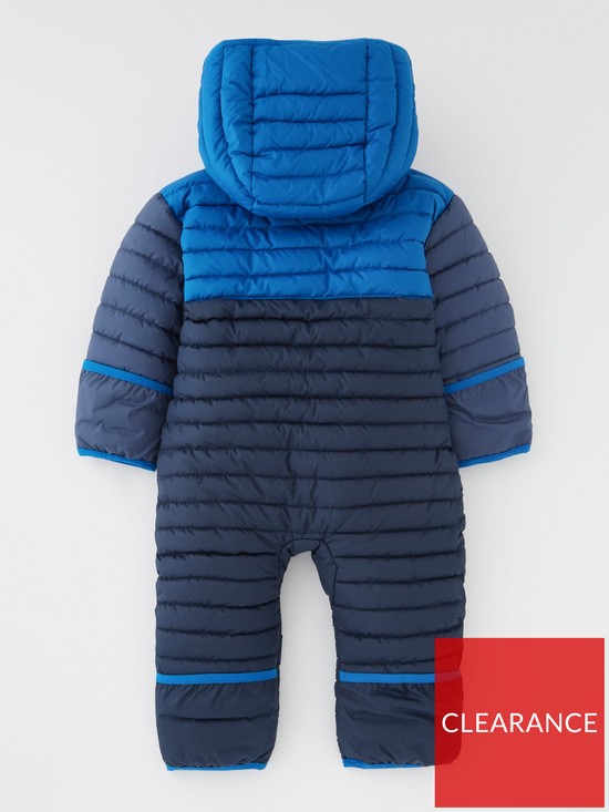 back image of columbia-infant-powder-lite-reversible-bunting-insulated-snowsuit-navy