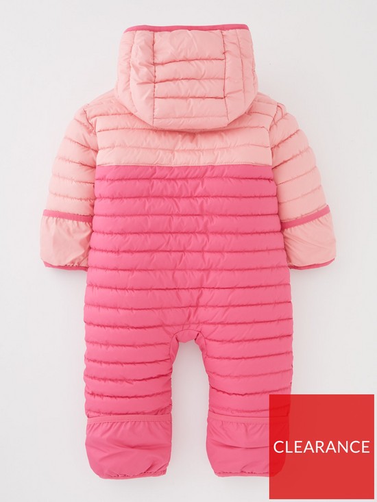 back image of columbia-infant-powder-lite-reversible-bunting-insulated-snowsuit-pink