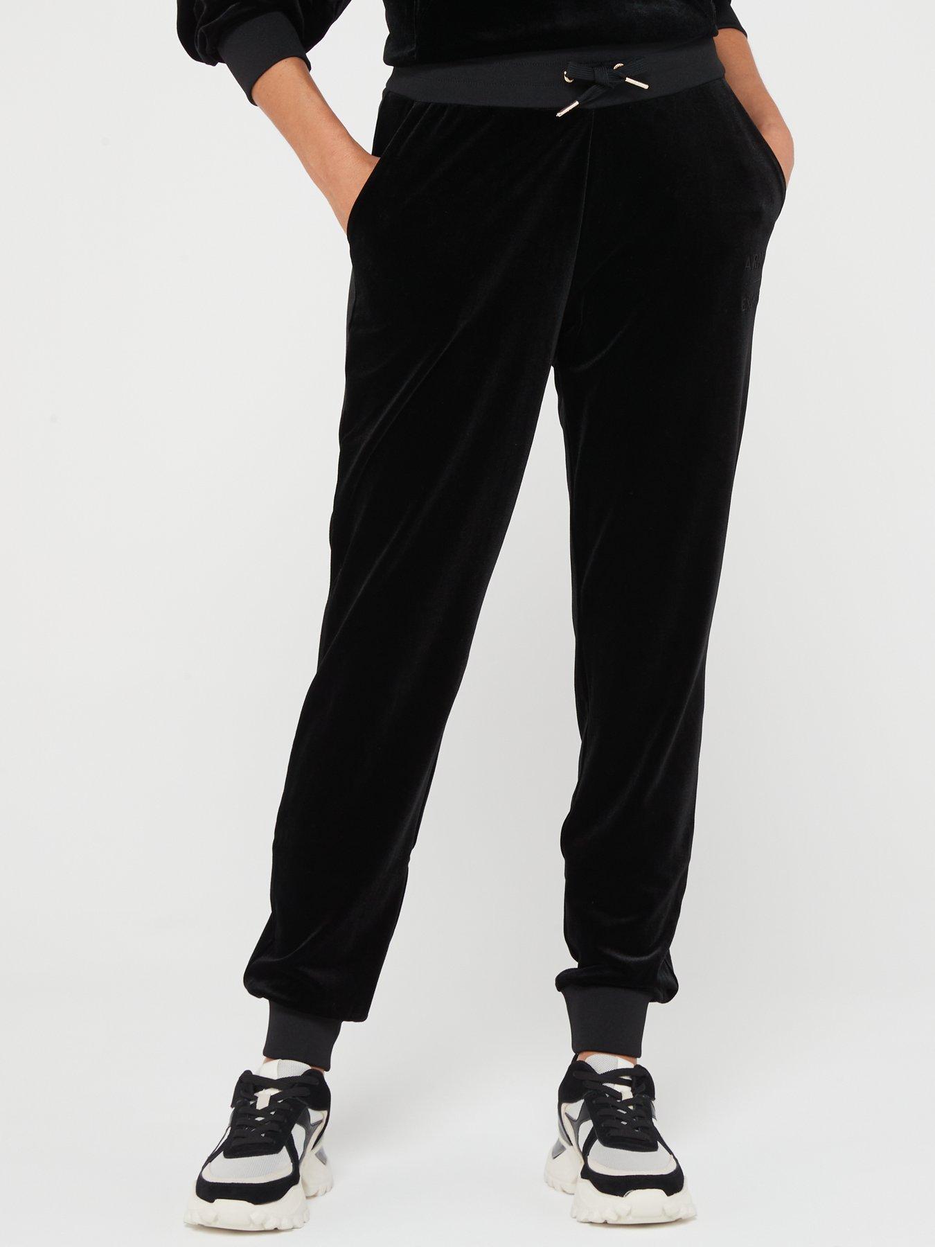 Armani Exchange Velour Cuffed Joggers - Black