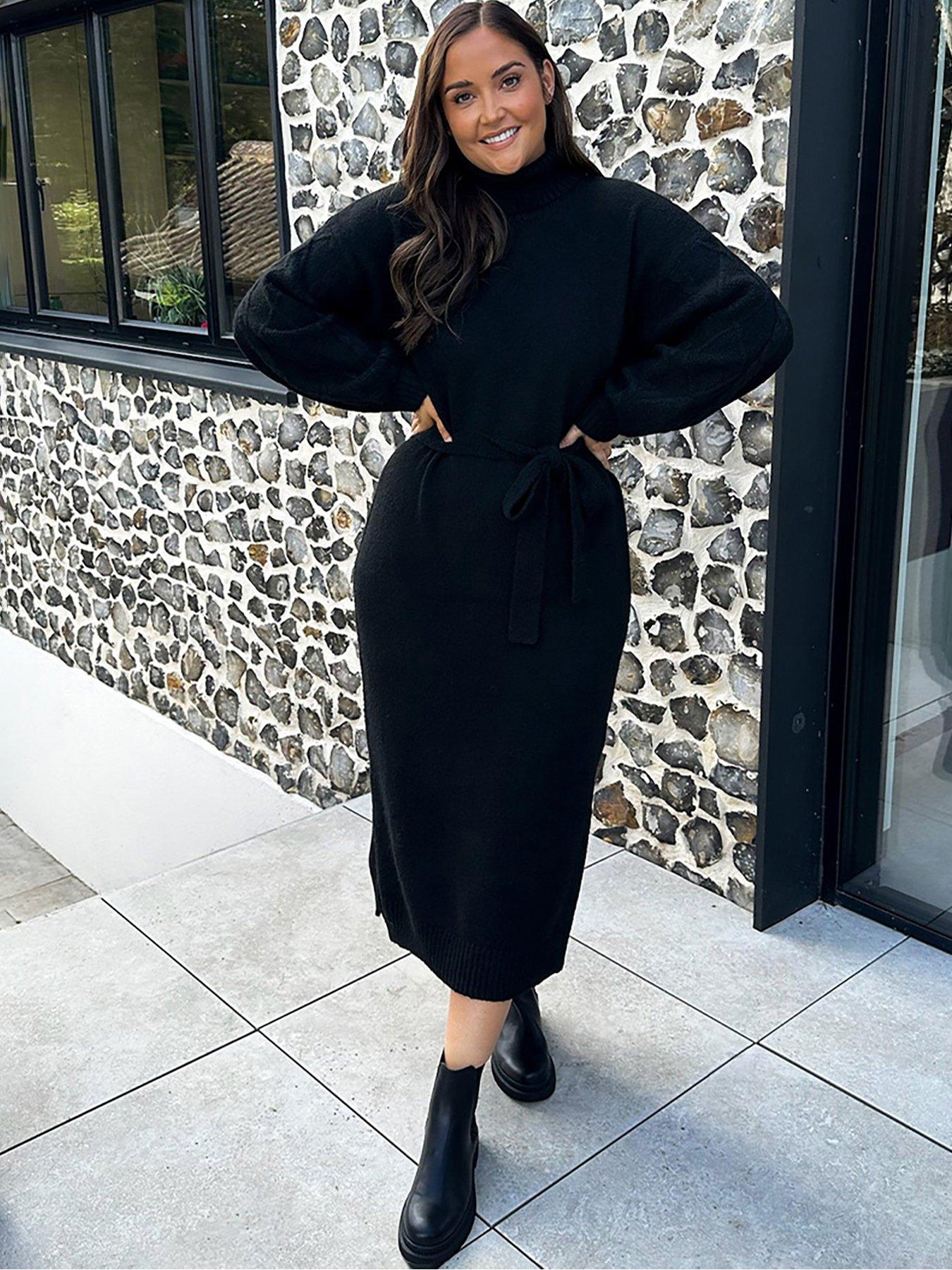 Midi black sweater dress on sale