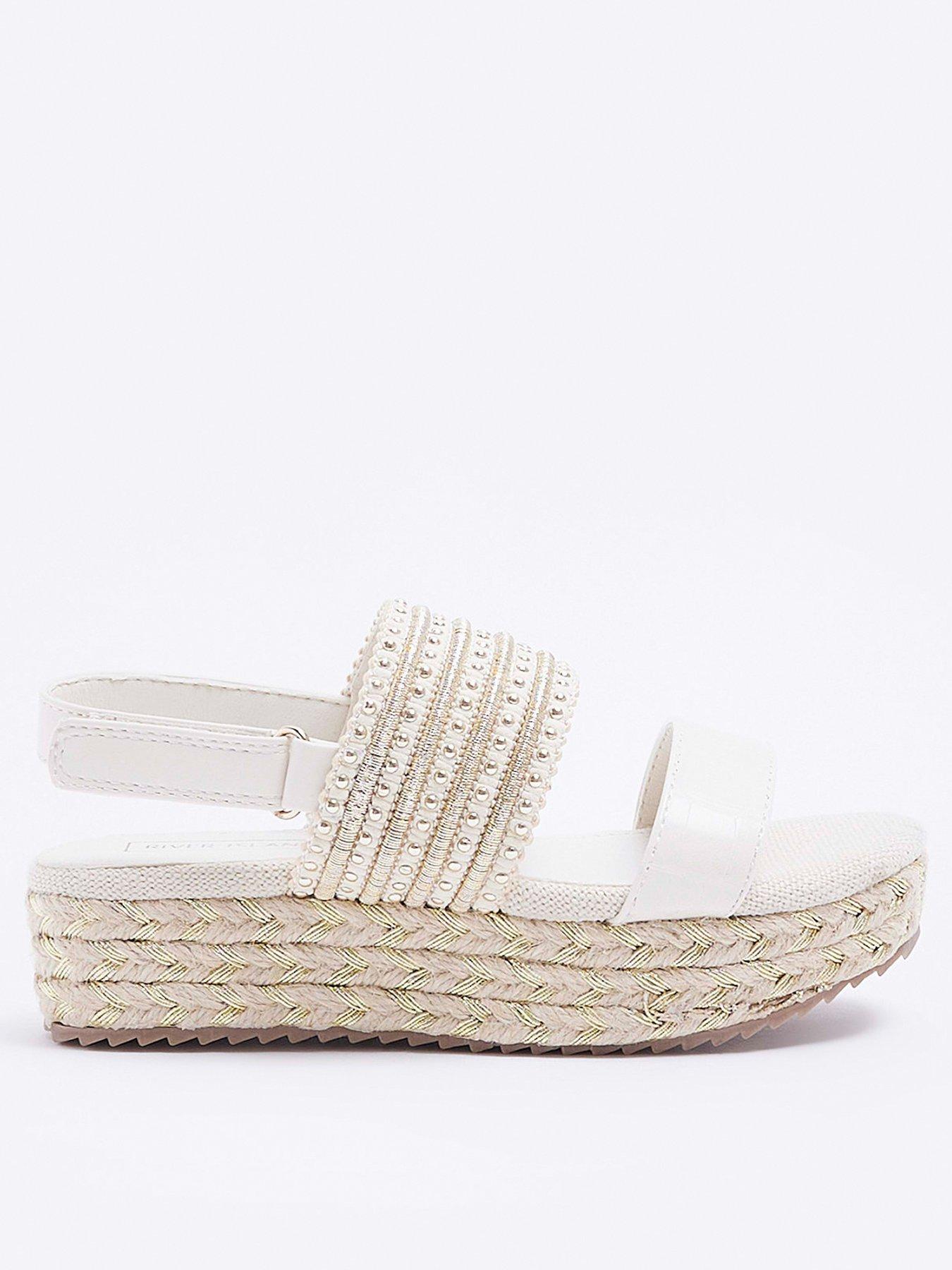 Beige studded flatform espadrille wedges river island sale