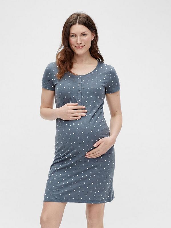 Mamalicious Maternity Mira Star Jersey Night Dress - Grey