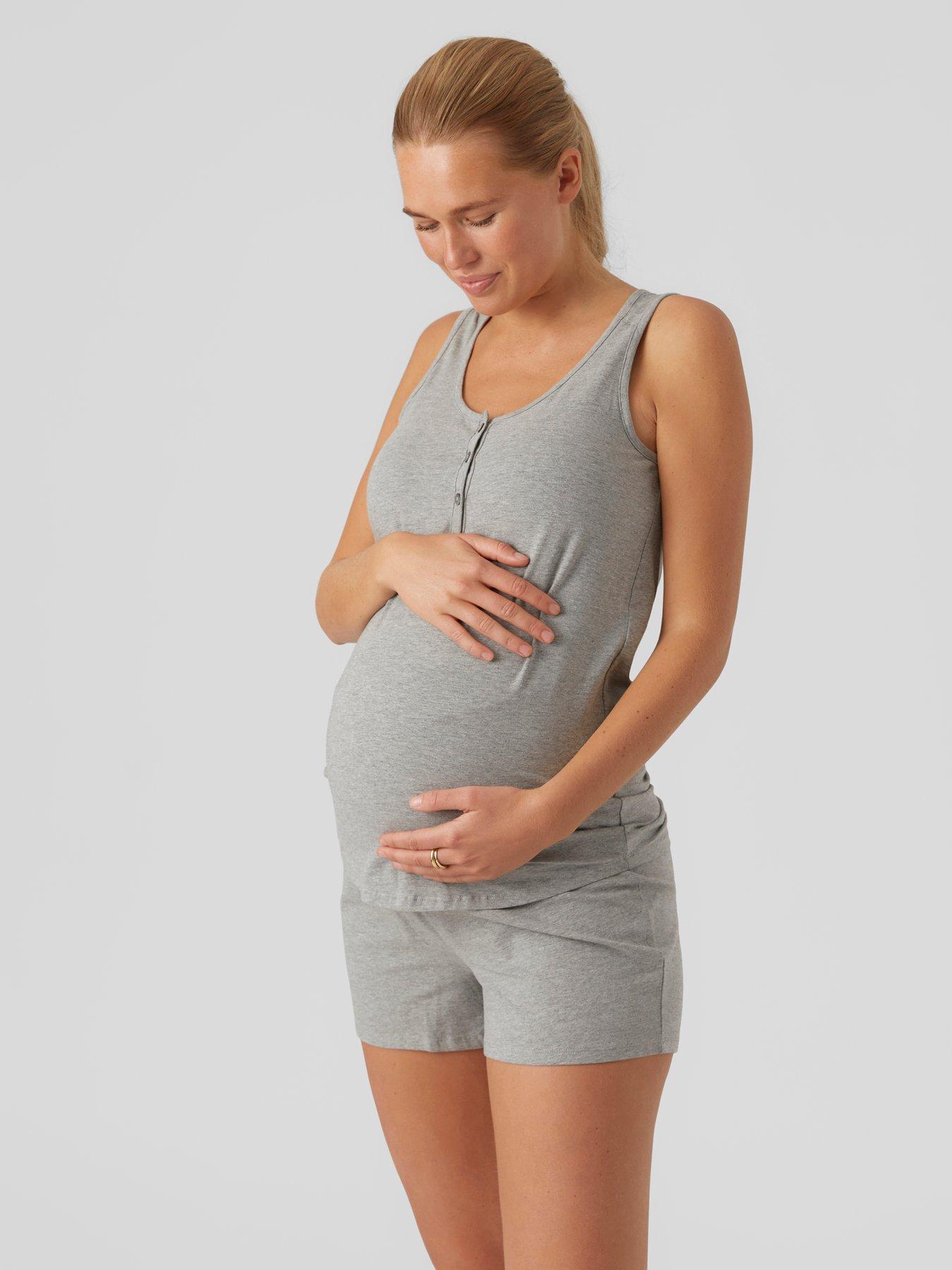 Mamalicious Maternity Helene Jersey Pyjama Short Set - Grey