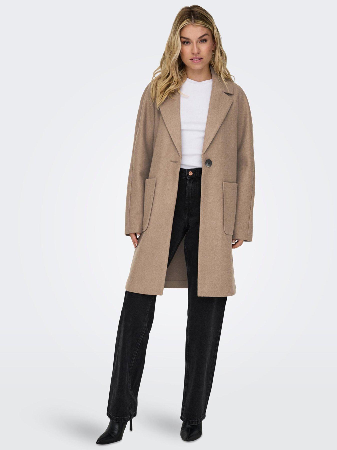 In The Style Perrie Sian Borg Double Breasted Coat - Mocha