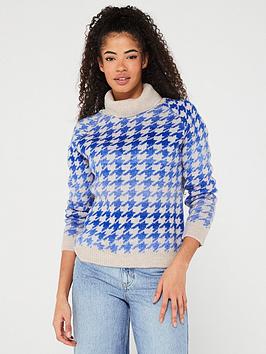 only berta dogtooth roll neck jumper - multi