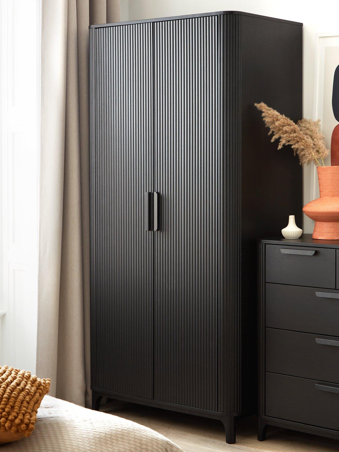 Black 2 door wardrobe discount