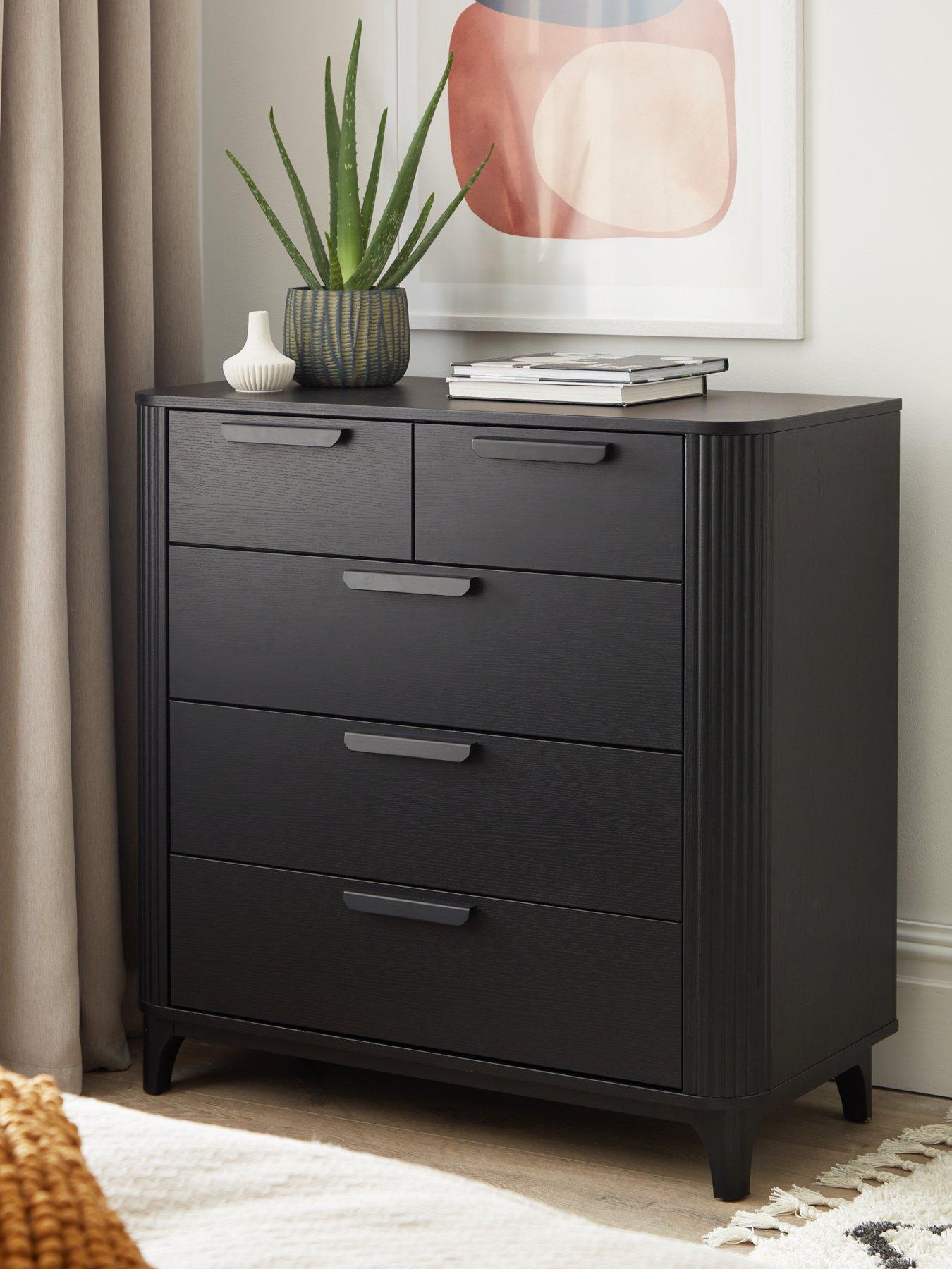 Grey and black chest of deals drawers