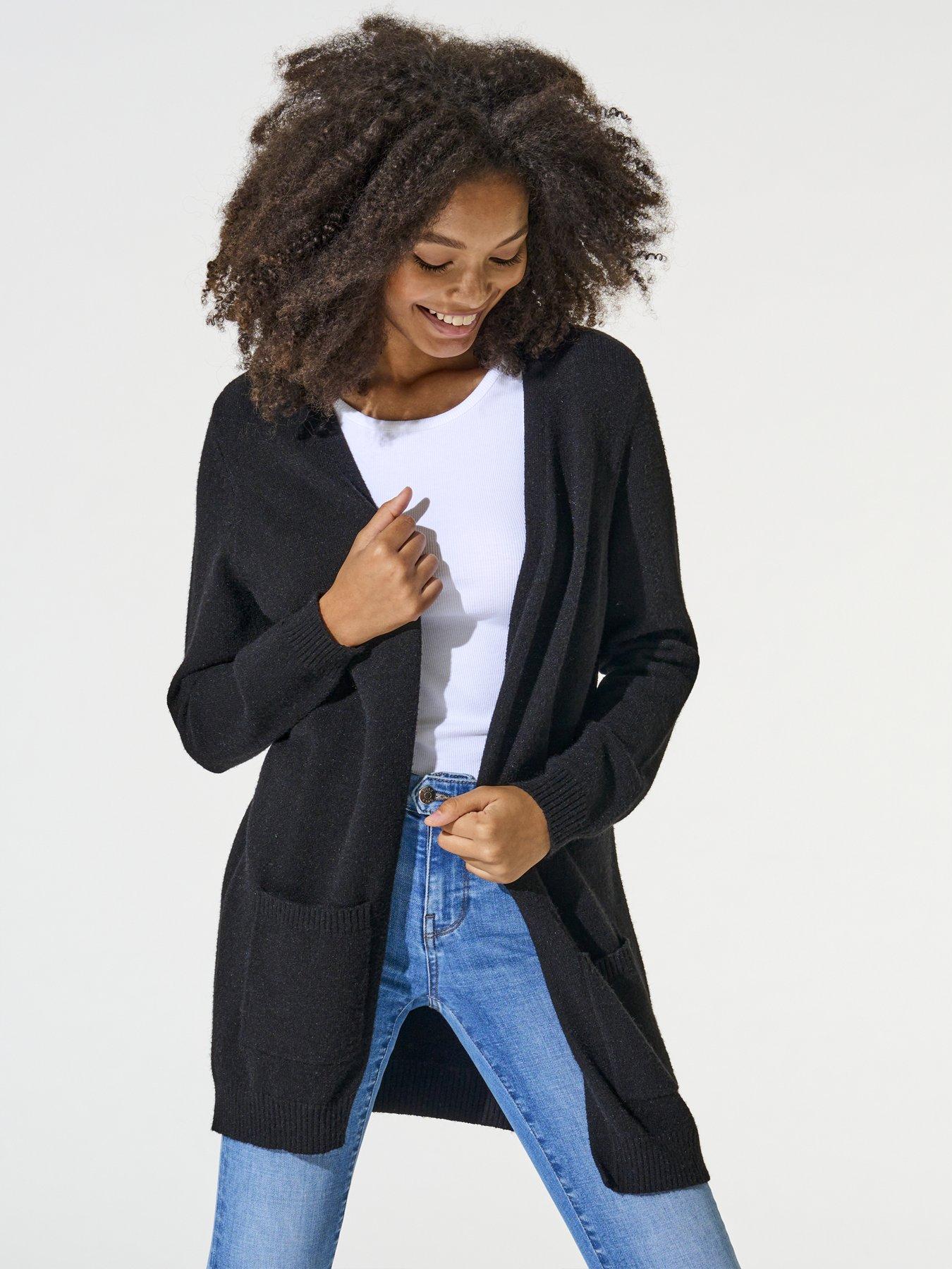 Black open cardigan new arrivals