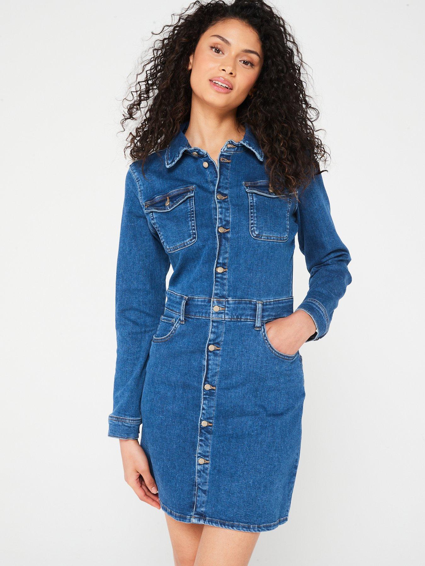 Long denim shop dress womens