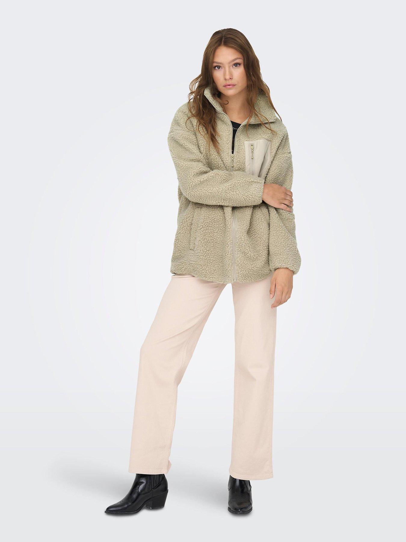 Beige sherpa clearance jacket women's