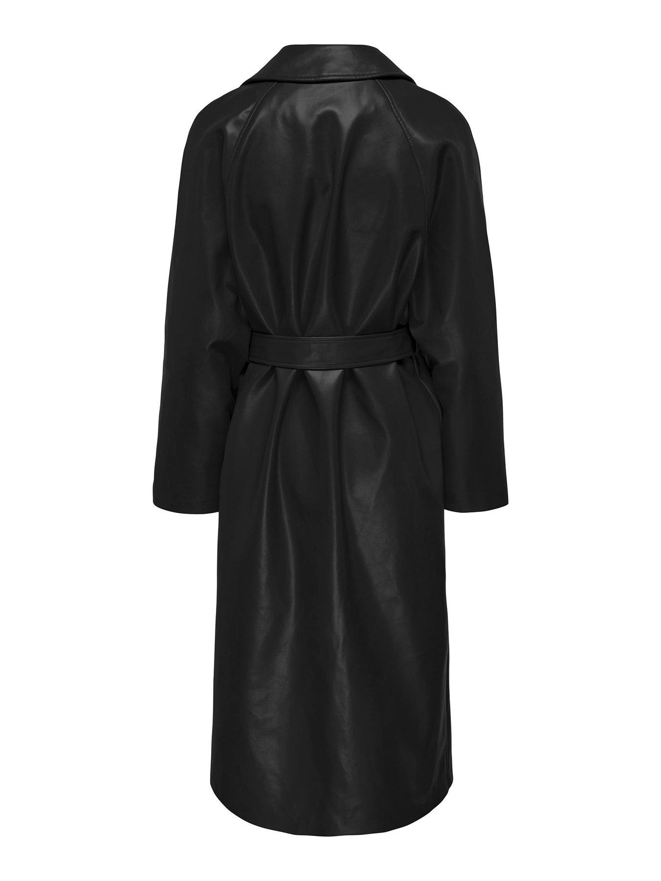 Only Sofia Faux Leather Trenchcoat - Black | very.co.uk