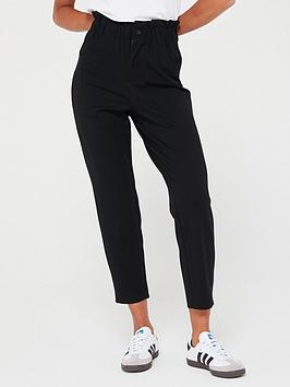 only high waist taper leg trouser - black