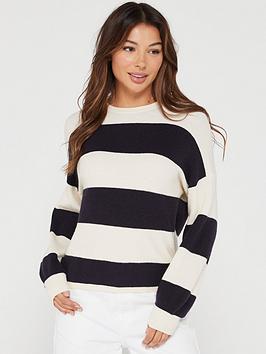 only atia stripe knit jumper - black/white